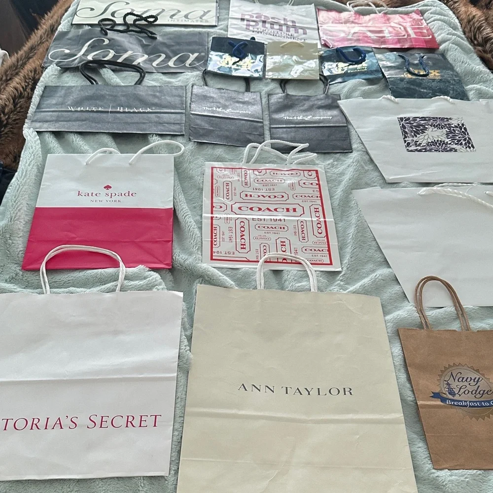 20 Assorted Empty Designer Shopping Bags Collection